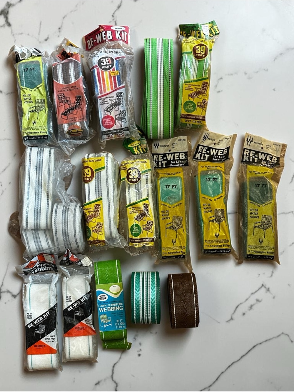 Huge Lot Re-Webbing Kits Vintage NOS Lawn Chair Strap Replacements Various Sets